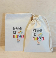 Imagem do Saquinho Cordão Fadas e Flores - Estampa Grande - Lembrancinha de Aniversário - Jardim Encantado