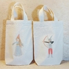 Sacolinha Minibag Princesa e Cavaleiro - Estampa Grande - Algodão Cru