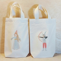 Sacolinha Minibag Cavaleiro e Castelo - Estampa Grande - Algodão Cru - Craft.Mimo