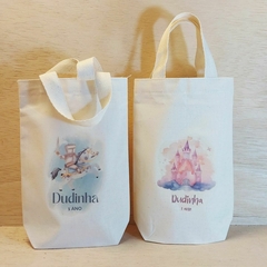 Sacolinha Minibag Cavaleiro e Castelo - Estampa Grande - Algodão Cru