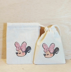 Saquinho Cordão Minnie Esboço Aquarela - Estampa Padrão - Lembrancinha de Aniversário