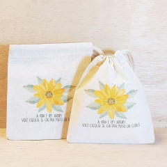 Imagem do Saco Cordão Girassol - Lembrancinha Personalizada de Aniversário Infantil