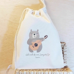 Saco Mochila Burrinho Gatinho e Pandeiro - Lembrancinha de Aniversário Orquestra dos Bichos - Personalizada