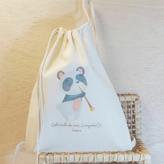 Saco Mochila Guaxinim Flauta - Lembrancinha de Aniversário Orquestra dos Bichos - Personalizada - Craft.Mimo