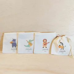 Saquinho Cordão Elefante Baby - Estampa Grande - Lembrancinha - Algodão Cru - loja online