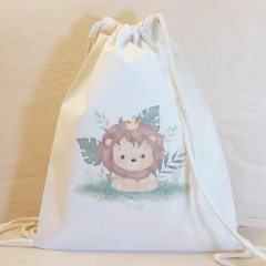 Saco Mochila Safari Candy Color - Lembrancinha de Aniversário Safari - Algodão Cru - Personalizada - Craft.Mimo