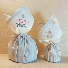 Embrulho de Panetone Feliz Natal Ramos - Embalagem Natalina - Algodão Cru com Estampa Personalizada - comprar online