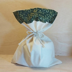 Saco Panetone Estampas Natalinas - Embalagem Natalina - Algodão Cru com Detalhe em Tecido - comprar online