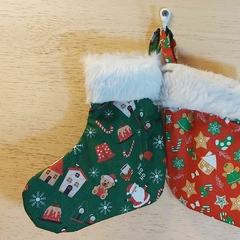 Botinha Natal Poá Dourado - Embalagem Natalina - Tecido Estampado - loja online