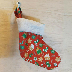 Botinha Natal Zig Zag - Embalagem Natalina - Tecido Estampado - Craft.Mimo