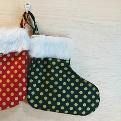 Botinha Natal Papai Noel e Ursinho Verde - Embalagem Natalina - Tecido Estampado - comprar online