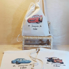 Imagem do Saco Mochila Maria Clara e JP - Lembrancinha de Aniversário Personagens - Algodão Cru - Personalizada