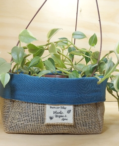 Imagem do Cachepô Plante o Bem, Queira o Bem, o Resto Vem - Linho - Tag Personalizada - Juta & Tecido