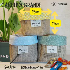 Cachepô Rosé - Linho - Juta e Tecido - Cestinho - Dia das Mães - Lembrancinha - loja online