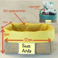 Imagem do Cesta Be Happy - Juta e Tecido - Tag Personalizada - Lembrancinha de Aniversário
