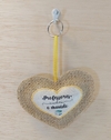 Pingente Chaveiro Coração - Personalizado - Juta com Enchimento
