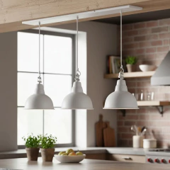 Colgante 3 Luces Campana Industrial Negro / Blanco Int Bco Base 80cm - comprar online
