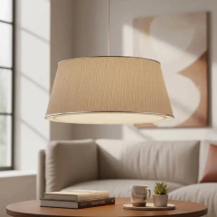 Colgante 2L Cónico Entramado Gris o Beige con Borde Cromo en internet