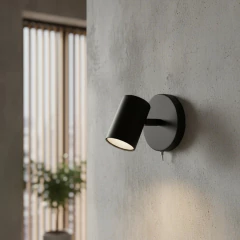 Aplique 1l Spot Negro Blanco Cabecera Cama Lectura Con Interruptor - Onda Luz Iluminación