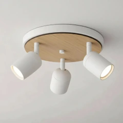 Base Circular Plafón 3l Madera Spot Aluminio Negro/Blanco Apto Ventilador - comprar online