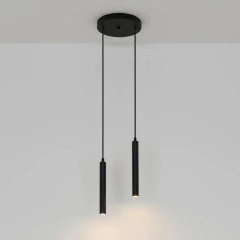 Colgante 2l Nacional 6w Cálido Tubo Fino Negro Base Circular