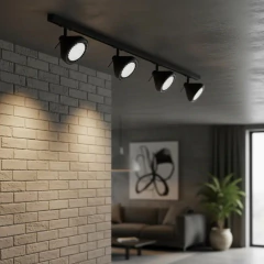 Riel 1 Metro Aluminio Negro + 4 Spots Ar111 Negro Cono Perno en internet