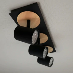 Aplique 3l Dicroled Spot Negro / Blanco Con Madera Apto Pared O Techo en internet