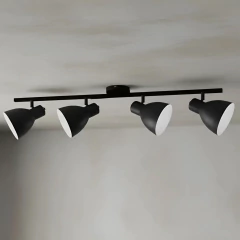 Sistema 4l Spot E27 Negro Industrial 100cm (rosca Común)