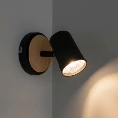 Aplique 1l Dicroled Spot Blanco Negro Madera Cabecera Cama Lectura