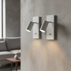 Aplique Moderno X2 Spot Aluminio Dicro Negro Blanco Con Interruptor - Onda Luz Iluminación