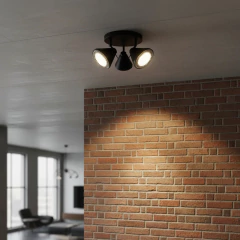 Base Circular 3l Spots Ar111 Industrial Negro/Blanco Apto Ventilador - Onda Luz Iluminación