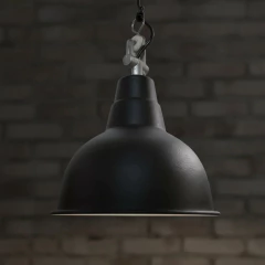 Colgante 3 Luces Campana Industrial Negro / Blanco Int Bco Base 80cm - Onda Luz Iluminación