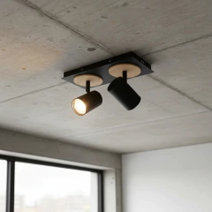 Aplique 2l Dicroled Spot Negro Blanco Con Madera Apto Pared O Techo en internet