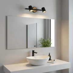 Aplique 2l Negro/Blanco Con Detalle Madera Apto Baño Para Dicroled - tienda online