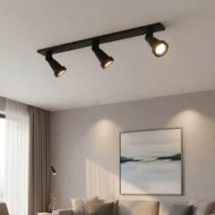 Base 3l Spots Negro Industrial Para Dicroled Largo 80cm