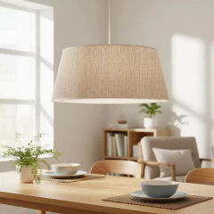 Colgante 2 Luces Cónico Entramado Beige/Gris Con Tapa Dormitorio - Onda Luz Iluminación