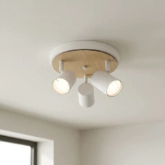 Plafon Base Circular 3L Spots Blanco/Negro con Madera en internet