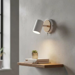 Aplique 1l Spot Negro Blanco Madera Cabecera Cama Lectura Con Interruptor - Onda Luz Iluminación