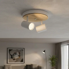 Plafon Base Circular 2L Spots Blanco/Negro con Madera en internet