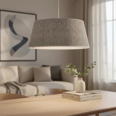 Colgante 2 Luces Cónico Entramado Beige/Gris Con Tapa Dormitorio en internet