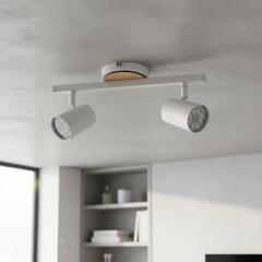Aplique 2l Negro/Blanco Con Detalle Madera Apto Baño Para Dicroled - Onda Luz Iluminación