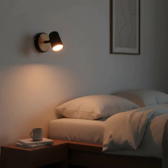 Aplique 1l Spot Negro Blanco Madera Cabecera Cama Lectura Con Interruptor en internet
