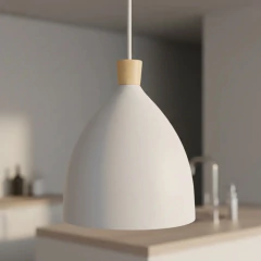 Colgante Nórdico Blanco/Negro Con Detalle En Madera Cocina Barra