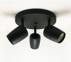 Base Circular Plafón 3l Spot Aluminio Negro/Blanco Apto Ventilador