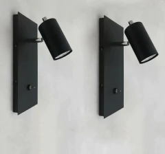 Aplique X2 Spot Dicro Negro Con Detalle Cromo Con Interruptor