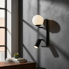 Imagen de Aplique Moderno Globo + Spot Aluminio Lectura Con doble Interr