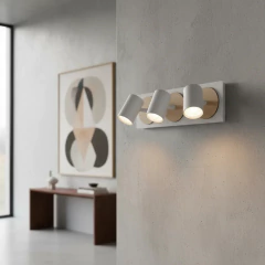 Aplique 3l Dicroled Spot Negro / Blanco Con Madera Apto Pared O Techo - comprar online