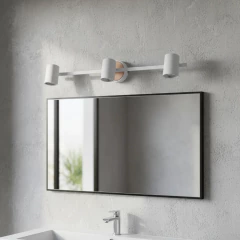 Aplique 3l Blanco/Negro Con Detalle Madera Spot Para Dicroled - Onda Luz Iluminación