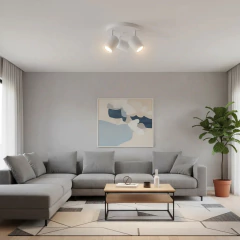 Base Circular Plafón 3l Spot Aluminio Negro/Blanco Apto Ventilador - Onda Luz Iluminación