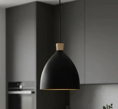 Colgante Nórdico Blanco/Negro Con Detalle En Madera Cocina Barra - comprar online